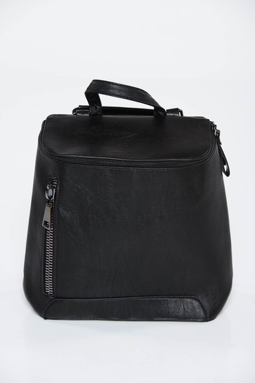 Black backpacks casual from ecological leather zipper accessory