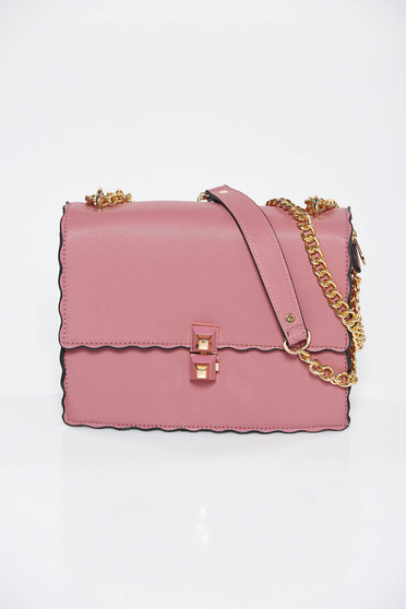 Purple casual bag from ecological leather long chain handle