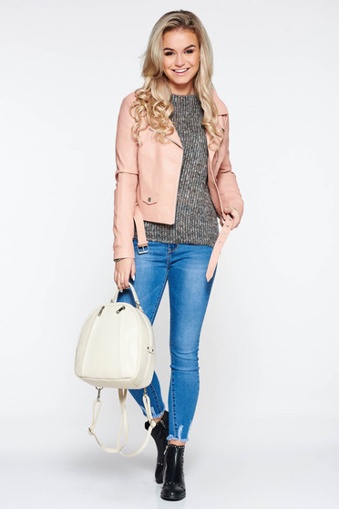 Rosa jacket casual from ecological leather with inside lining with pockets