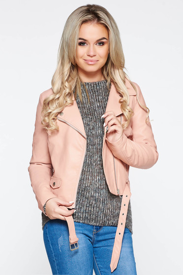 Rosa casual jacket from ecological leather with inside lining with pockets