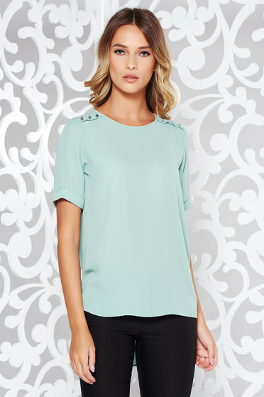 Mint women`s blouse elegant flared voile fabric asymmetrical with button accessories