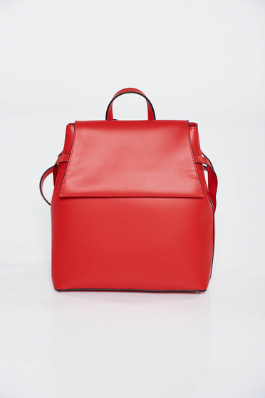 Red backpacks casual natural leather
