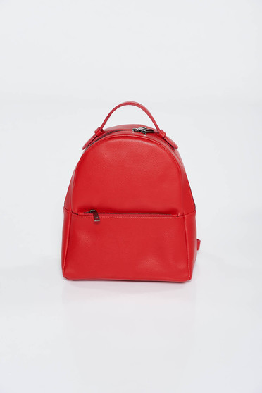 Red backpacks casual natural leather