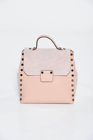 Rosa backpacks casual natural leather with metallic spikes