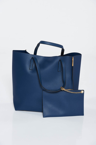Darkblue from ecological leather bag short handles