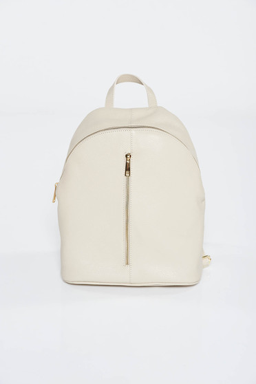 Cream backpacks casual natural leather zipper accessory