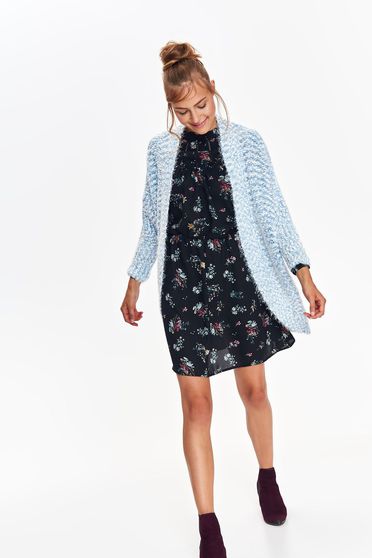 Top Secret blue casual cardigan flared sweater asymmetrical from thick fabric