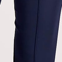 High-Waisted Tapered Navy Blue Stretch Fabric Trousers - StarShinerS