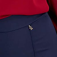 High-Waisted Tapered Navy Blue Stretch Fabric Trousers - StarShinerS