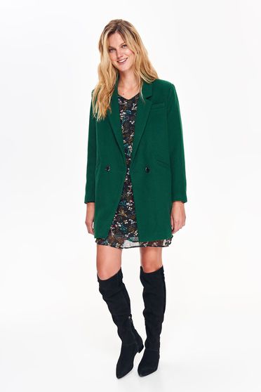 Top Secret green basic coat with straight cut from thick fabric