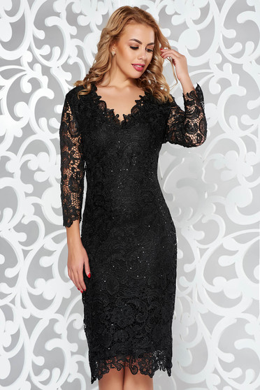 Black dress occasional pencil laced with inside lining