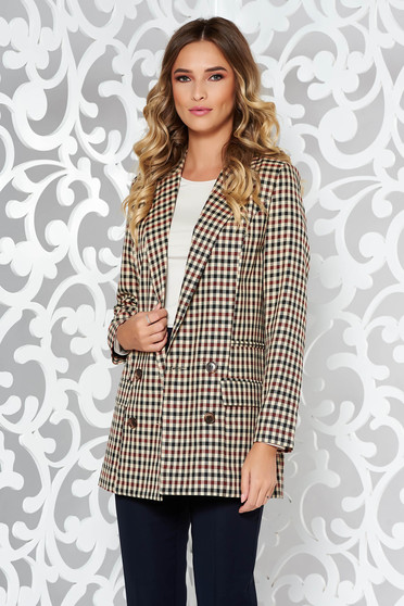 StarShinerS cream jacket office from non elastic fabric with inside lining with straight cut with pockets