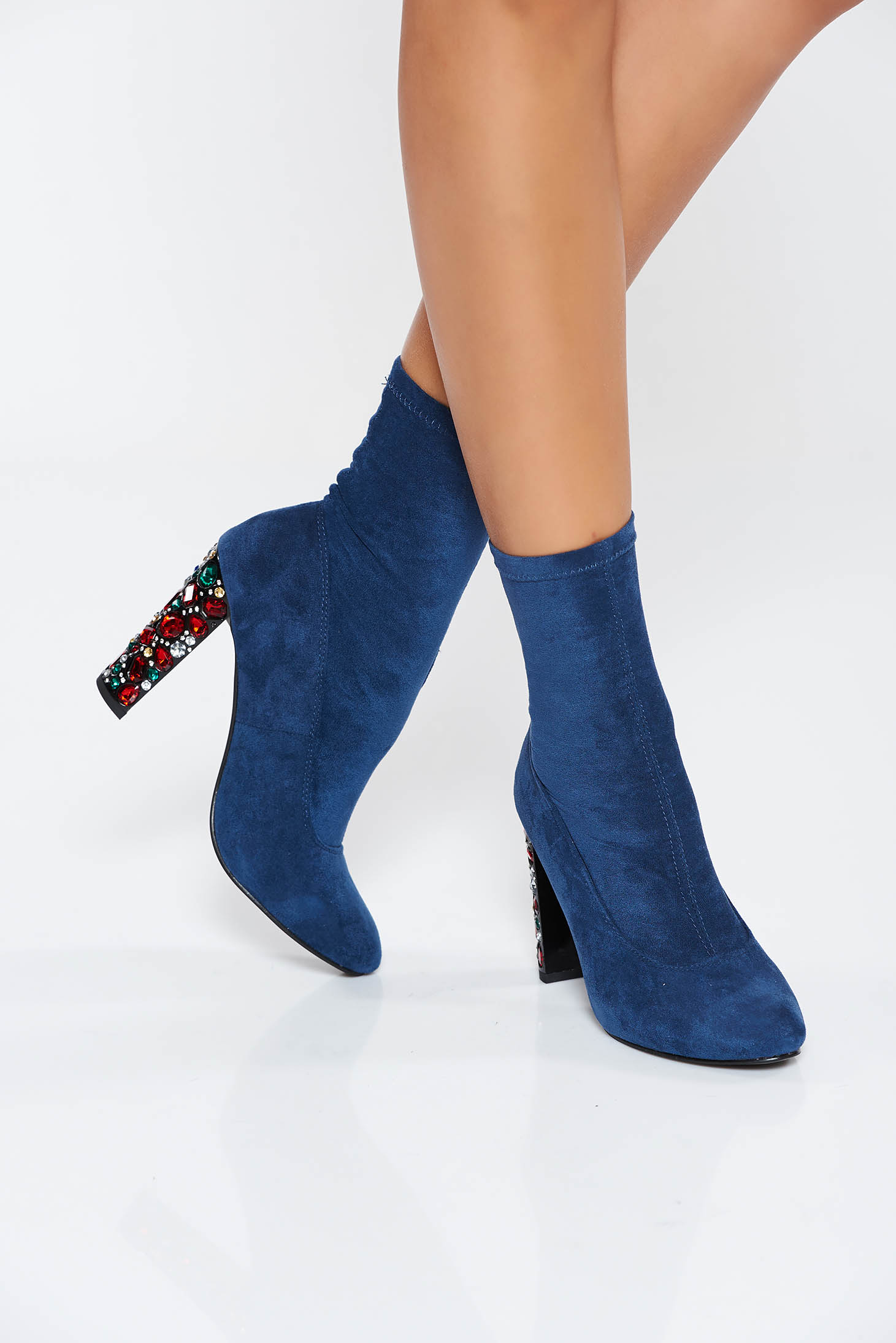 bright blue ankle boots