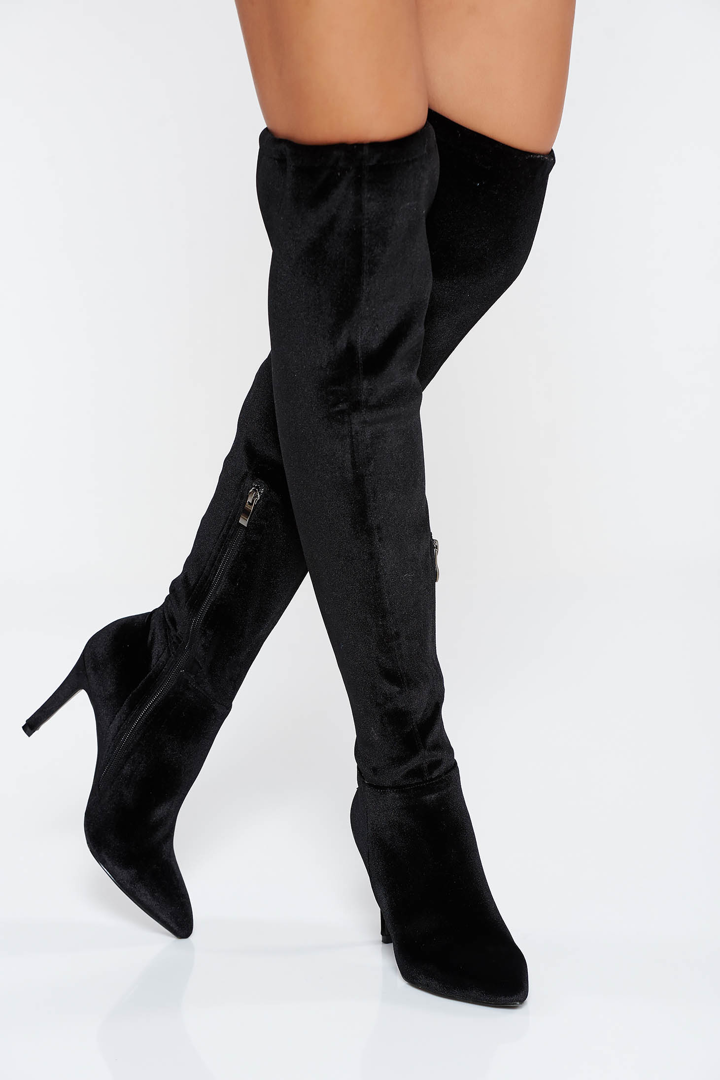 velvet pointed toe boots