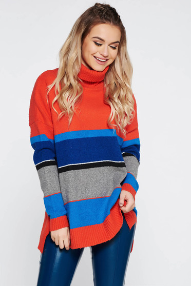 Top Secret orange casual flared sweater knitted fabric
