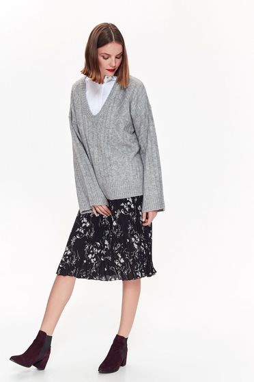 Top Secret lightgrey sweater casual flared knitted fabric with v-neckline