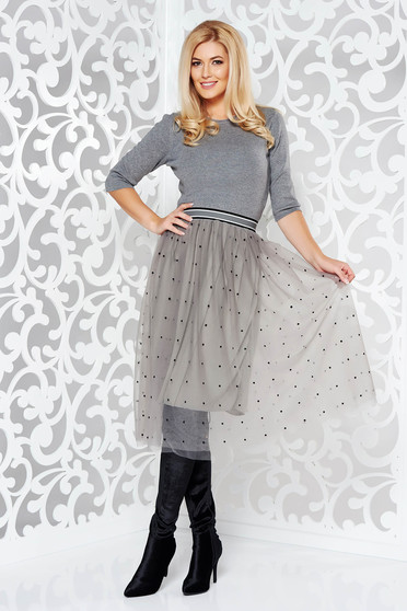 StarShinerS daily cloche dress knitted fabric net with elastic waist grey