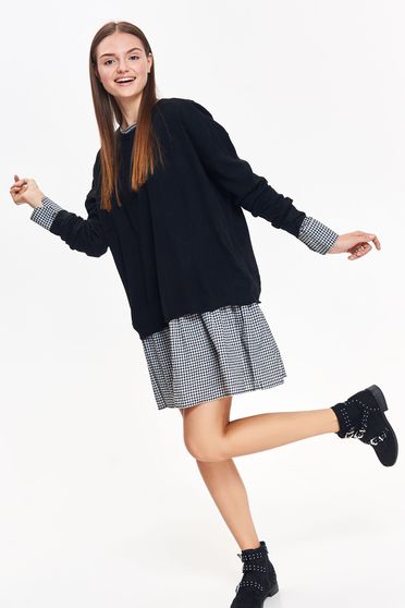 Top Secret black casual flared sweater knitted fabric long sleeved