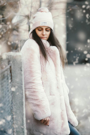 Fur lightpink from ecological fur with inside lining elegant with pockets