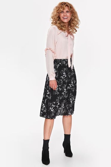 Top Secret rosa elegant flared women`s blouse from satin fabric texture with ruffle details