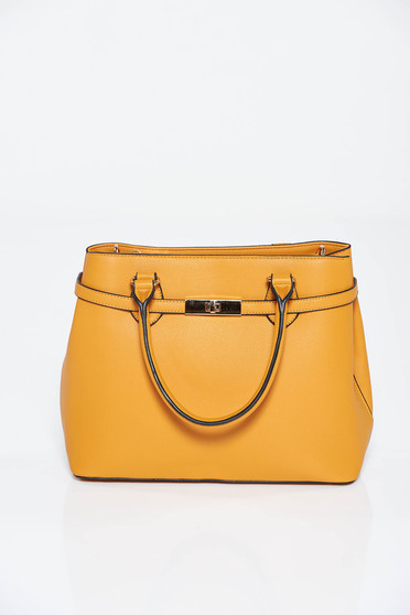 Mustard bag office from ecological leather with metalic accessory
