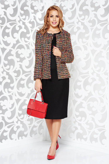 Black office lady set cloth shimmery metallic fabric with inside lining