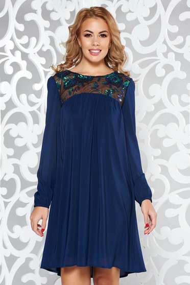 StarShinerS blue dress occasional flared voile fabric with inside lining