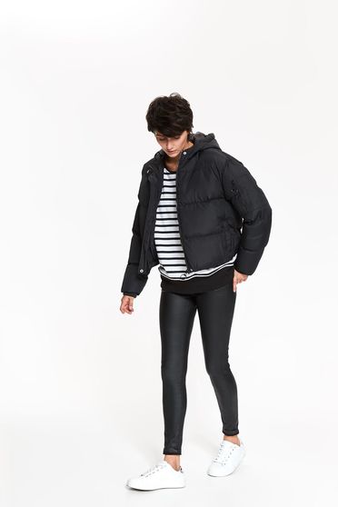 Top Secret black jacket casual from slicker with inside lining with undetachable hood