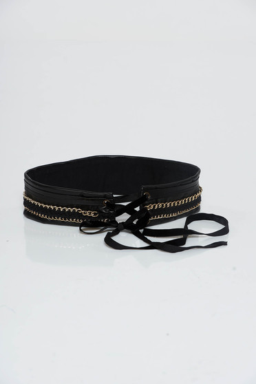 StarShinerS black belt from ecological leather ribbon fastening metallic details