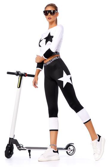 White sporty set from elastic fabric with tented cut