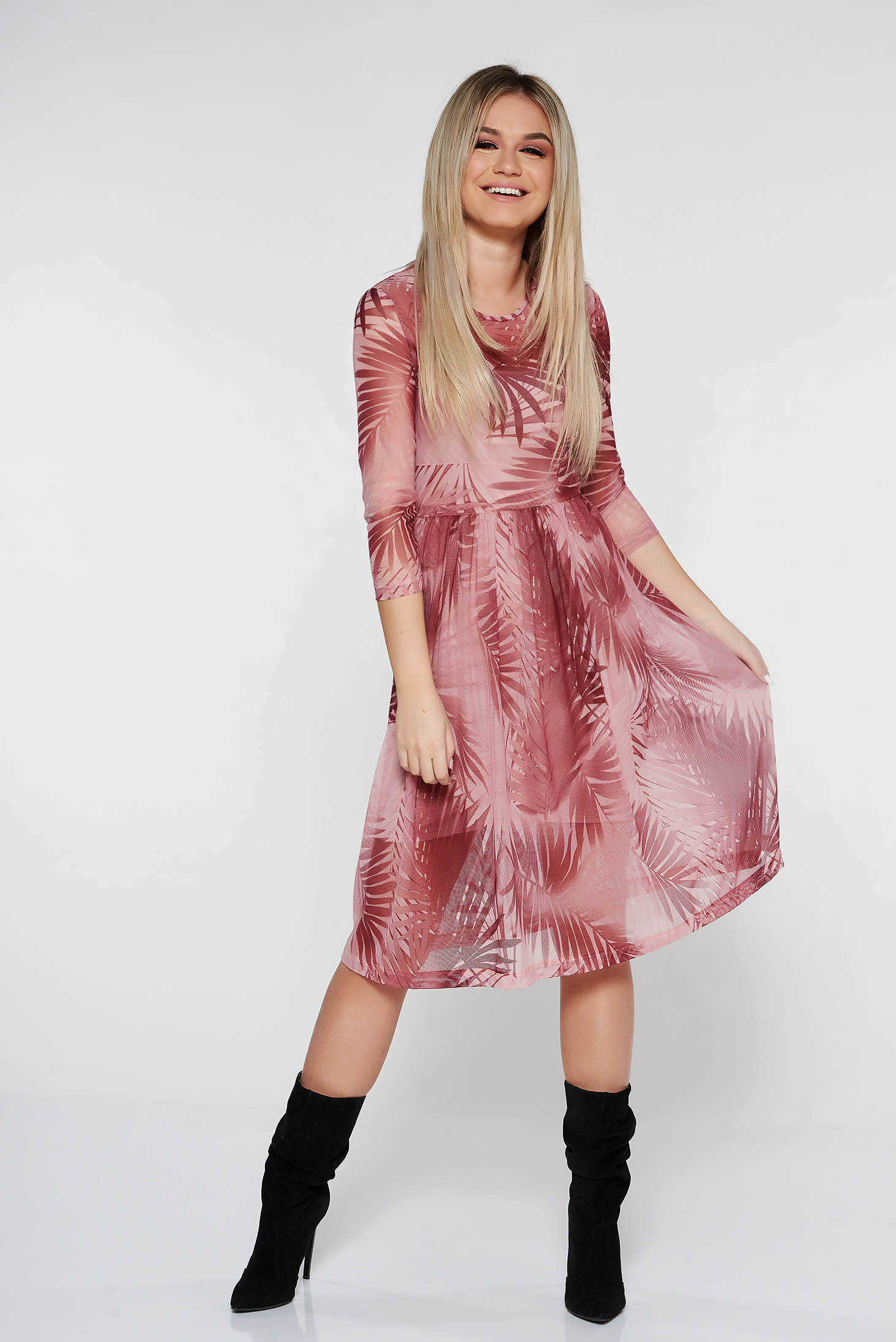 StarShinerS rosa daily cloche dress with 3/4 sleeves transparent fabric
