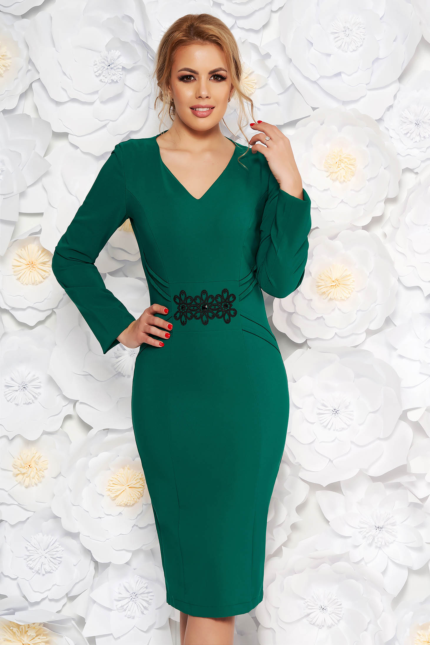 LaDonna green elegant pencil dress slightly elastic fabric with ...
