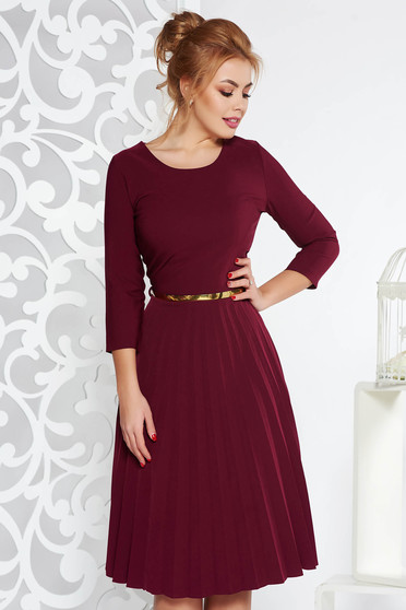 Purple elegant folded up cloche dress flexible thin fabric/cloth accessorized with belt