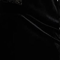 Fekete StarShinerS alkalmi nadrág bársonyból deréktól bővülő szabású középmagas derekú