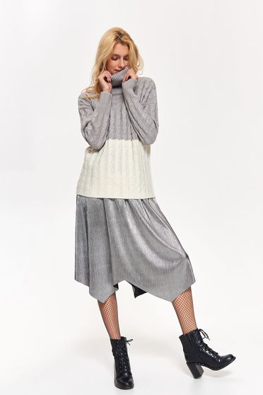 Top Secret grey casual flared turtleneck sweater knitted fabric