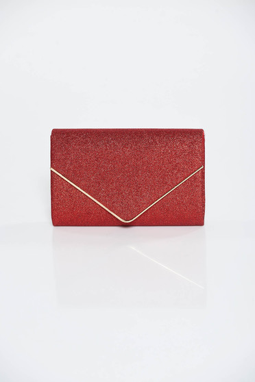 Red bag occasional clutch from shiny fabric