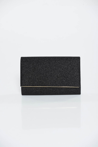 Black bag occasional clutch from shiny fabric
