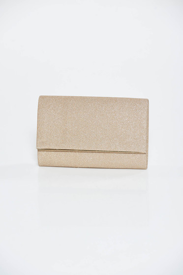 Gold bag occasional clutch from shiny fabric