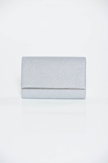 Silver bag occasional clutch from shiny fabric
