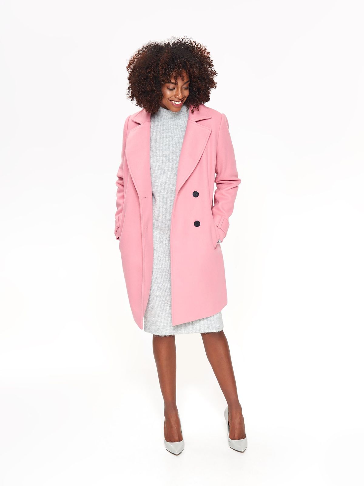 pink casual coat