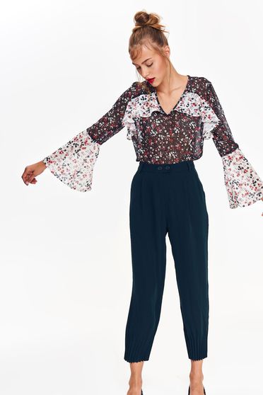 Top Secret black women`s blouse casual flared slightly transparent fabric bell sleeves