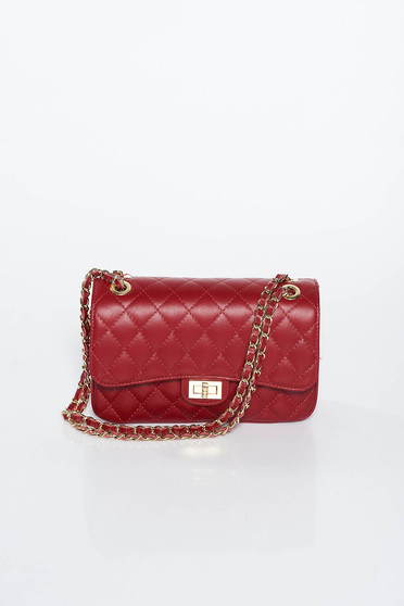 Burgundy bag natural leather long chain handle