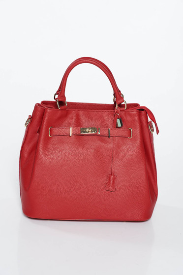 Burgundy office bag short grab handles and single long detachable handle