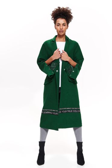 Top Secret green casual flared coat from non elastic fabric