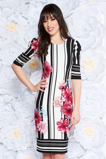 StarShinerS black dress daily midi scuba with print details with tented cut