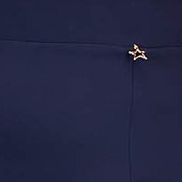 Sötétkék StarShinerS irodai egyenes magas derekú szoknya enyhén rugalmas szövetből béléssel