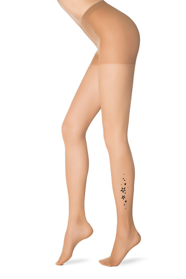 Brown women`s tights with runstop fitted heel pressure-free border