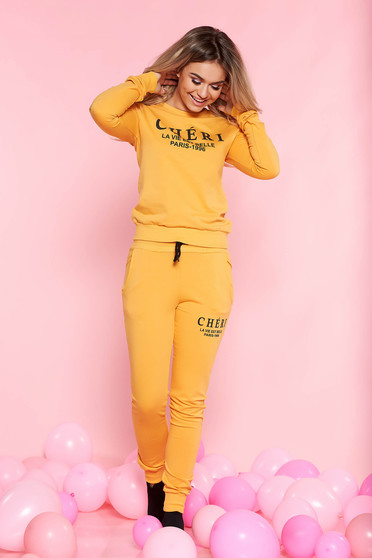 SunShine mustard casual set slightly elastic cotton with pockets long sleeved
