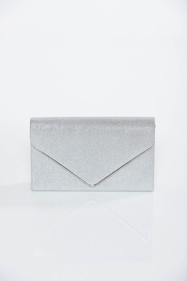 Silver occasional bag clutch shimmery metallic fabric
