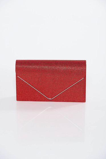 Red occasional bag clutch shimmery metallic fabric